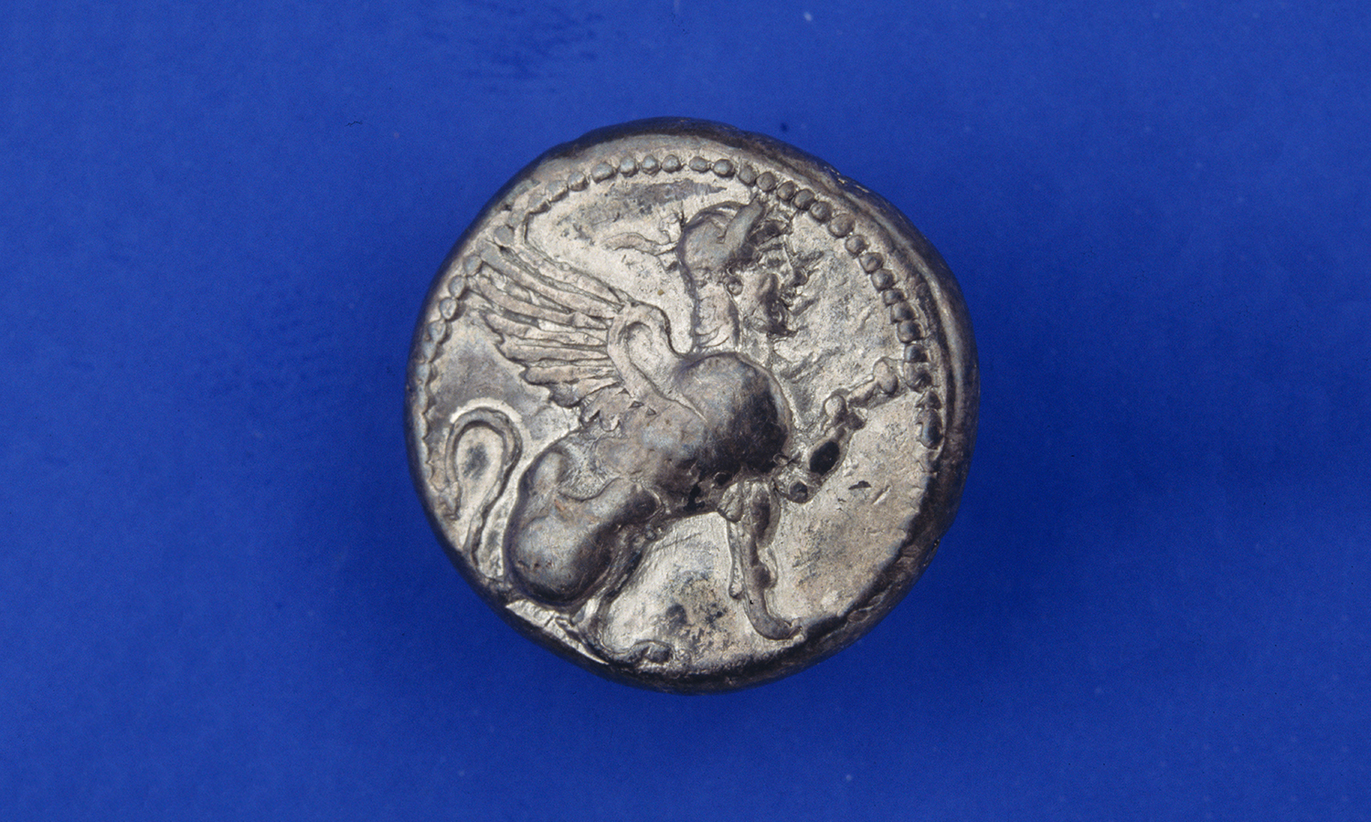 Silver coin of Samothrace. On the obverse sphinx. 5th century BC.