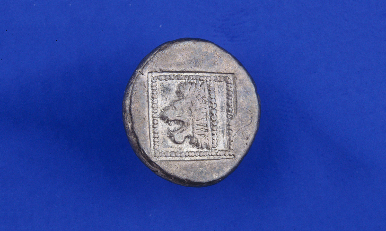 Silver coin of Samothrace. On the reverse lion. 5th century BC.